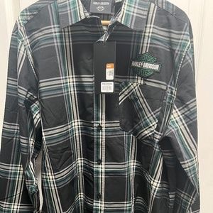 Harley Davidson XL woven black plaid